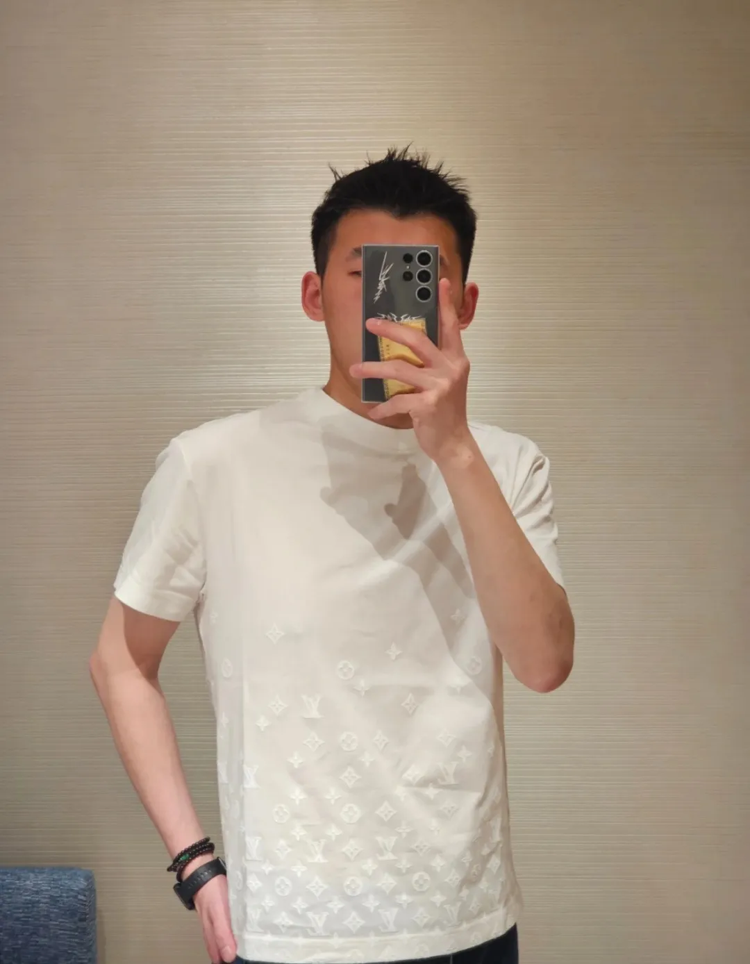 Louis Vuitton/Louis Vuitton 26ss flocked presbyopia hollow gradient short sleeves